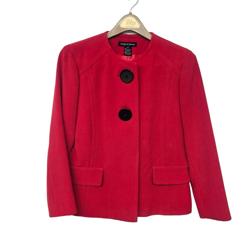 Margaret Frances Size 6 Red Jacket 2 Button Blazer Career Colorful Office